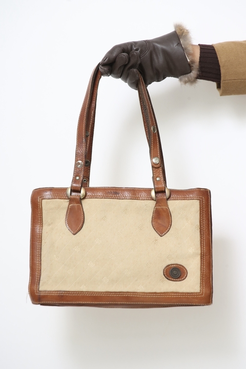 Bolsa couro com tecido divisoria dupla - comprar online