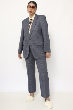 Conjunto de Blazer + Calça azul mini xadrez