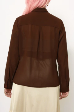 Camisa marrom poliéster western - loja online