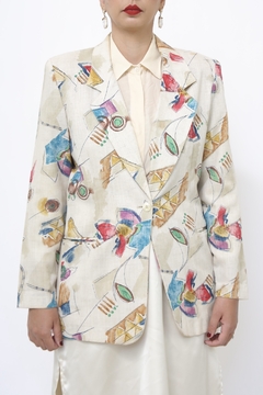 Blazer estampado acinturado rayon - comprar online