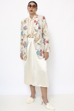 Blazer estampado acinturado rayon - loja online