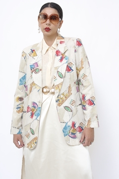 Blazer estampado acinturado rayon - comprar online