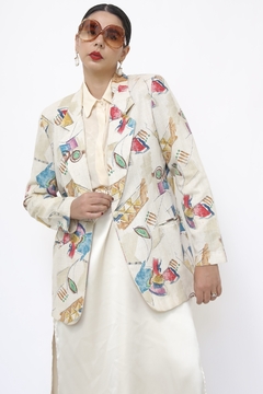 Blazer estampado acinturado rayon - Capichó Brechó