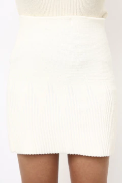 Saia tricot bege cintura alta - comprar online