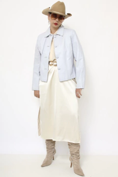 Jaqueta couro forrada azul bebe - loja online