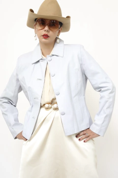 Jaqueta couro forrada azul bebe