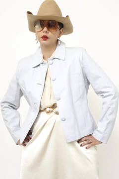 Jaqueta couro forrada azul bebe - comprar online