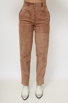 Calça 100% couro camurça western marrom - comprar online