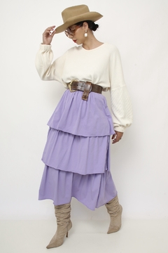 Blusa textura mng longa manga bufante