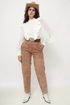 Blusa branca tricot babados western na internet