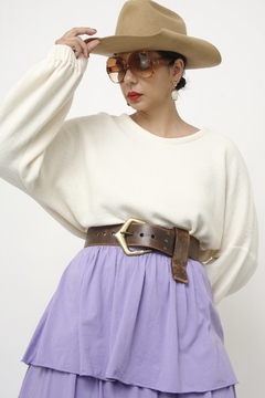 Blusa textura mng longa manga bufante - comprar online