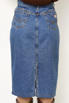 Saia mídi jeans clássica vintage na internet