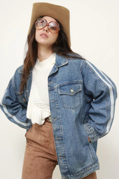 Imagem do Jaqueta jeans classica listras manga