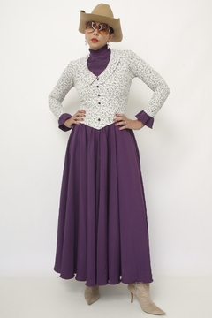 Vestido JEINE D. roxo flores - comprar online