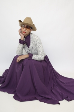 Vestido JEINE D. roxo flores - comprar online