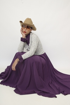 Vestido JEINE D. roxo flores - loja online