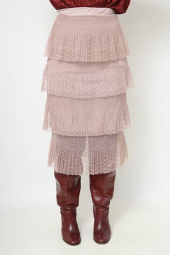 Saia babados tule rosa camada poa - comprar online