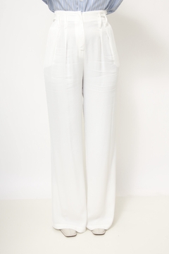 Calça branca cintura alta viscose - comprar online