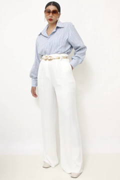 Calça branca cintura alta viscose - loja online