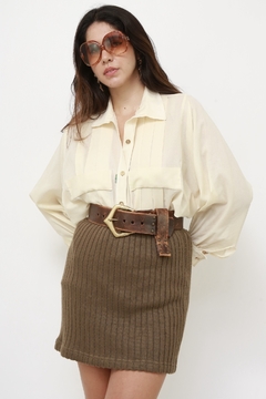 Saia curta tricot marrom classica - loja online