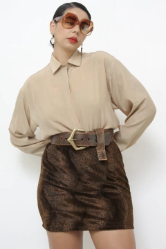 Saia onça pelucia marom western - comprar online