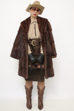 Casaco de pele marrom western vintage - loja online