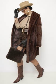Casaco de pele marrom western vintage - loja online