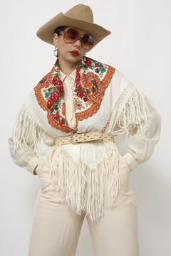 Xale estampado franjas western - Capichó Brechó