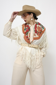 Xale estampado franjas western - loja online
