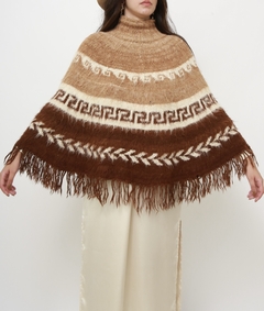 Poncho lã vintage clássico franja - loja online