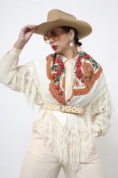 Imagem do Xale estampado franjas western