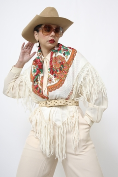 Imagem do Xale estampado franjas western
