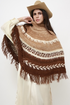 Poncho lã vintage clássico franja - comprar online