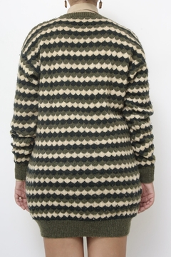Tricot verde longo listras suspiros - loja online