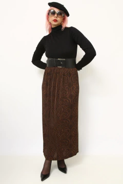 Saia midi marrom poliamida
