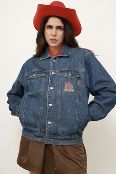 Jaqueta jeans clássica forro estampado na internet