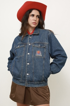 Jaqueta jeans clássica forro estampado