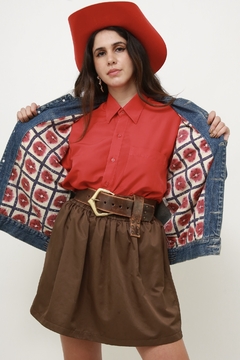 Jaqueta jeans clássica forro estampado - loja online