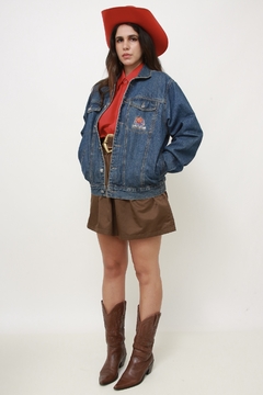 Imagem do Jaqueta jeans clássica forro estampado