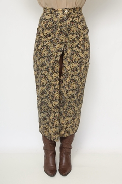 Saia bege flores midi fenda boho na internet