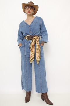 Macacao jeans classico pantacort