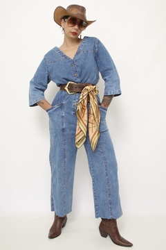 Macacao jeans classico pantacort