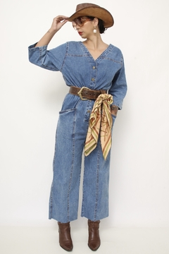 Macacao jeans classico pantacort
