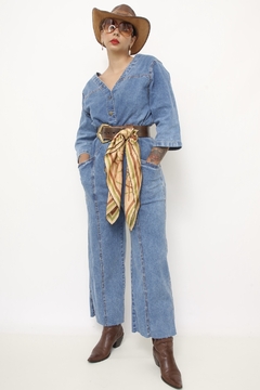 Macacao jeans classico pantacort - loja online