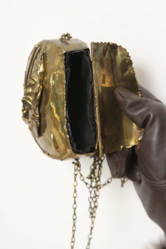 Bolsa metal bronze vintage pena