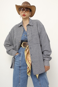 ﻿Camisa azul xadrez classica - loja online