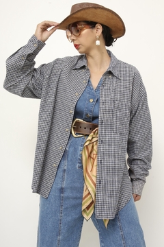 ﻿Camisa azul xadrez classica - comprar online