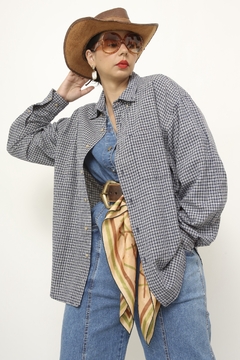 ﻿Camisa azul xadrez classica - loja online