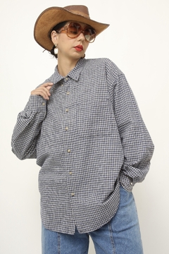 ﻿Camisa azul xadrez classica - Capichó Brechó