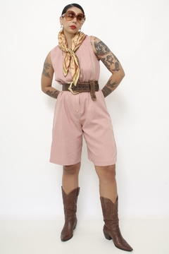 Macaquinho rosa linho boho